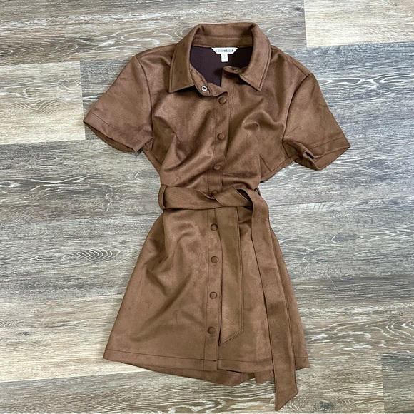 Steve Madden Faux Suede Chocolate Brown Mini Dress - Picture 5 of 6